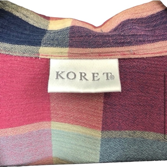 Vintage textured pink plaid short sleeve button down shirt - Picture 5 of 8